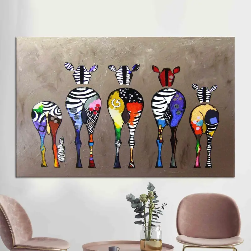 Impresión de lienzo de cebra abstracta moderna - Arte de moda vibrante