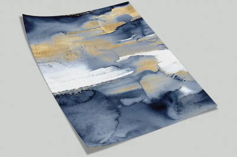 Blue And Gold Painting, Contempporary Wall Art, Modern Wall Print, Trendy Wallpaper, Modern Abstract Wall Paper, Gold Wall Painting, - 8