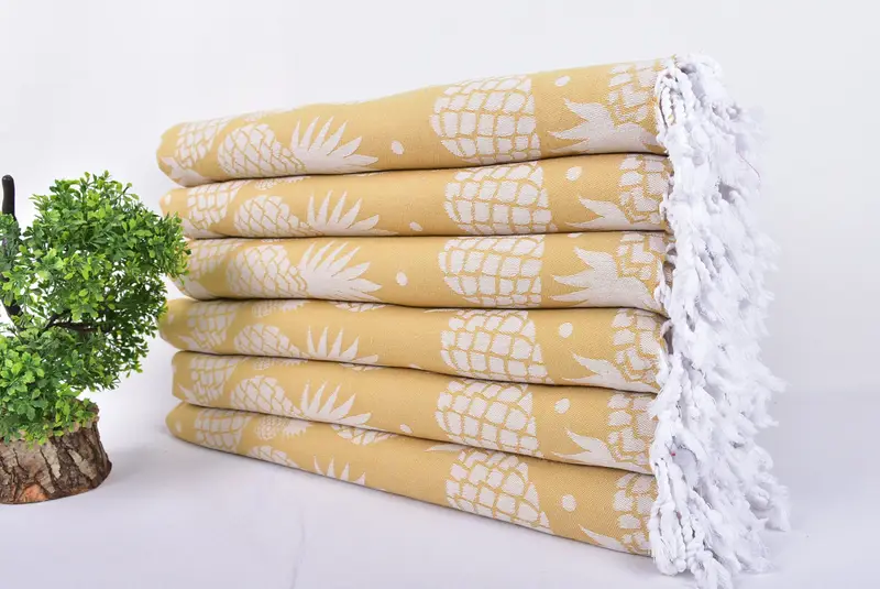 Quick-dry towel, 70x36 Cotton Pineapple Design Towel, Luxury towel, Turkish Towel Bulk, Bachelorette Towel, Embroidery Towels, Bridal Shower Favors - 3