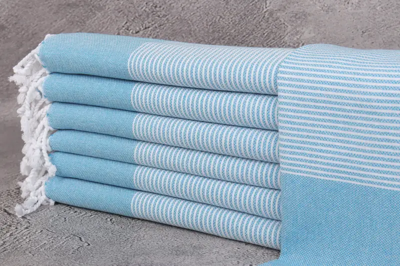 Bulaşık Havlusu Turkuaz El Havlusu Çizgili, Bej, 18x40 İnç