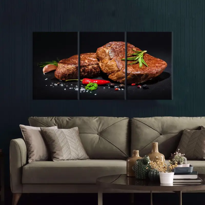 Steak Canvas Art, Spices Art Decor, Kitchen Wall Decor, Food Wall Art, Dinnig Room Decor, Spices, Canvas Art, Wall Hanging Art, Canvas Art - 1