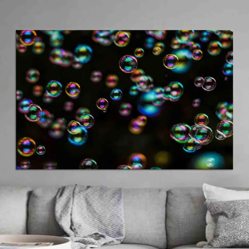 Elegant Black & Colorful Bubbless Printed Canvas Art