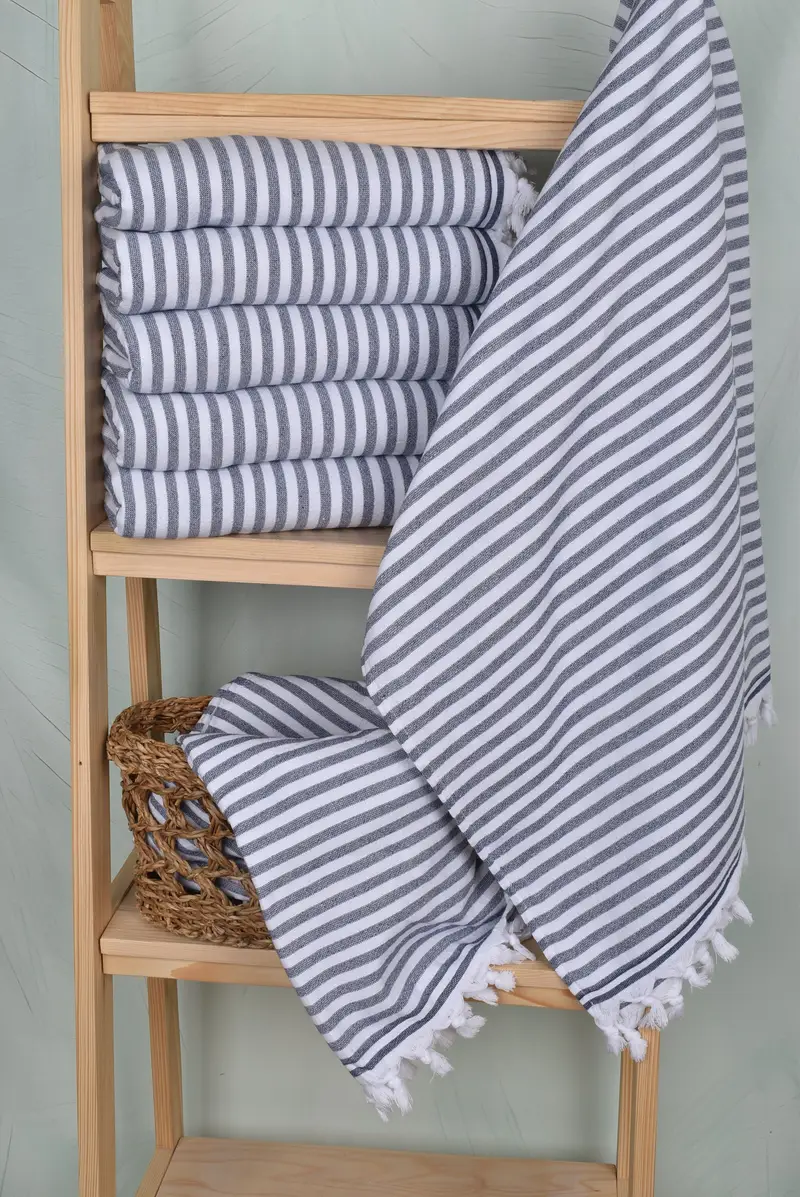 Grandma Gift, First Wedding Anniversary Gift, Wedding Favors, Custom Wedding Gifts, Custom Gift, 70x36 Cotton Terry Striped Towel, Scarf Towel - 3