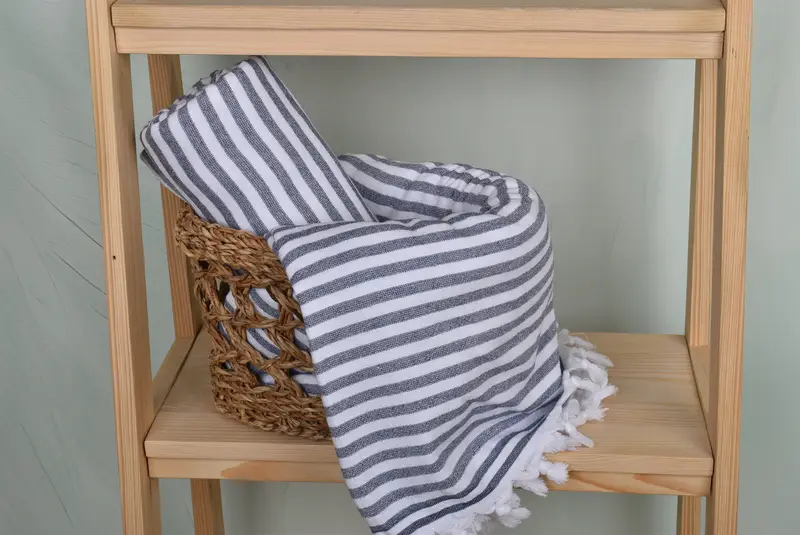 Grandma Gift, First Wedding Anniversary Gift, Wedding Favors, Custom Wedding Gifts, Custom Gift, 70x36 Cotton Terry Striped Towel, Scarf Towel - 4