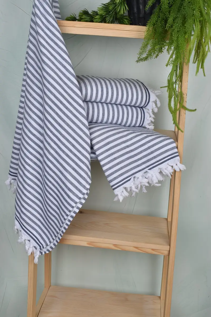 Grandma Gift, First Wedding Anniversary Gift, Wedding Favors, Custom Wedding Gifts, Custom Gift, 70x36 Cotton Terry Striped Towel, Scarf Towel - 6