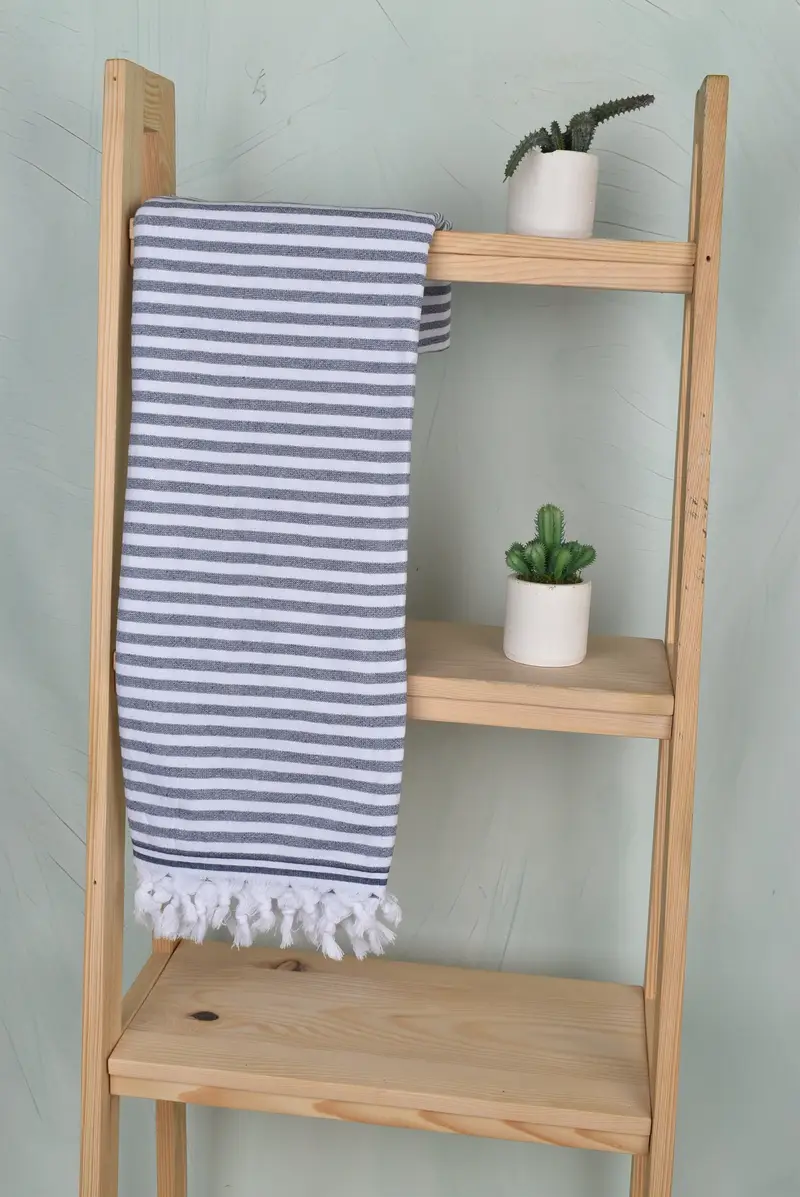 Grandma Gift, First Wedding Anniversary Gift, Wedding Favors, Custom Wedding Gifts, Custom Gift, 70x36 Cotton Terry Striped Towel, Scarf Towel - 8