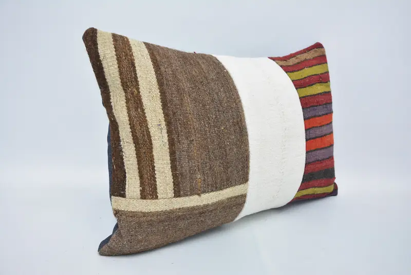 Bolster Pillow Case, Gift Pillow, Kilim Cushion Sham, 16x24 Brown Cushion Cover, Aesthetic Cushion Cover, Pillow, Pillow for Sofa - 3