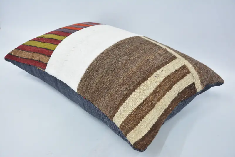 Bolster Pillow Case, Gift Pillow, Kilim Cushion Sham, 16x24 Brown Cushion Cover, Aesthetic Cushion Cover, Pillow, Pillow for Sofa - 6