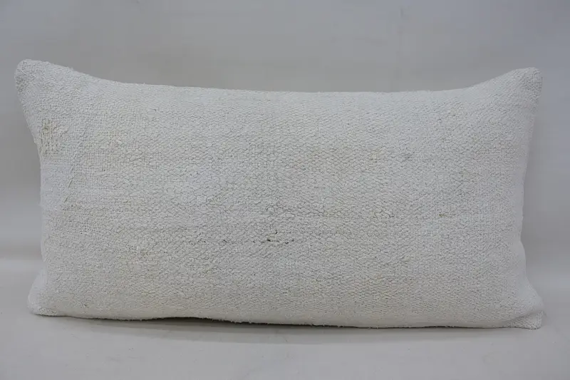 Rectangle 12x24 inch Turkish Cushion Cover, Moroccan Bed White Cushion Case - 1