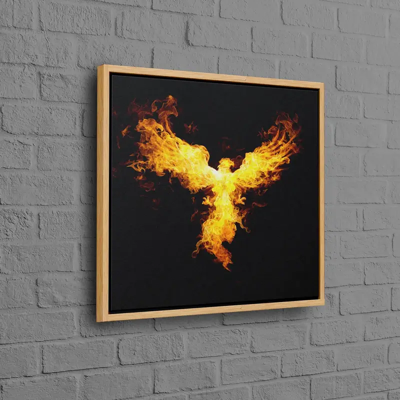 Kanvas Tablo Modern Soyut Siyah ve Turuncu Ateş Kuşu