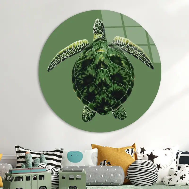 Modern Turtle Lover Green Canvas for Trendy Gamer Bedrooms