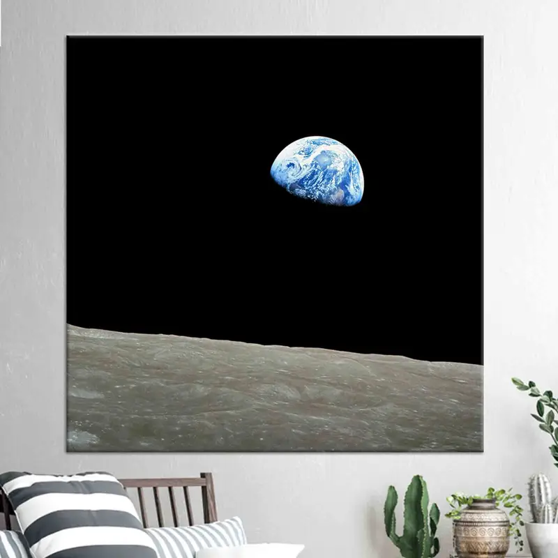 EarthRise Wall Art、Canvas Wall Art、Home Decor、Office Wall Art、NASA Wall Decor、Space View Print、Earth Canvas Art、家の装飾、 - 2