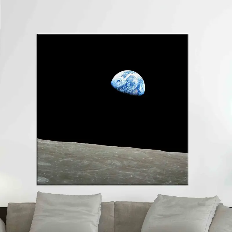 EarthRise Wall Art、Canvas Wall Art、Home Decor、Office Wall Art、NASA Wall Decor、Space View Print、Earth Canvas Art、家の装飾、 - 3