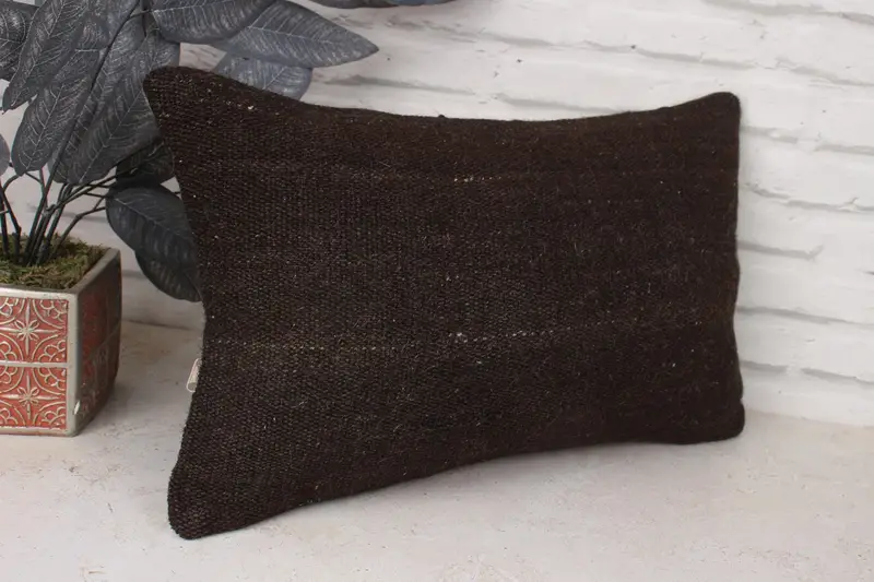 Antique Pillows, Gift Pillow, Bolster Cushion Case, Ottoman Cushion, 12x20 Brown Pillow Cover, Turkish Pillow, Pillow - 3
