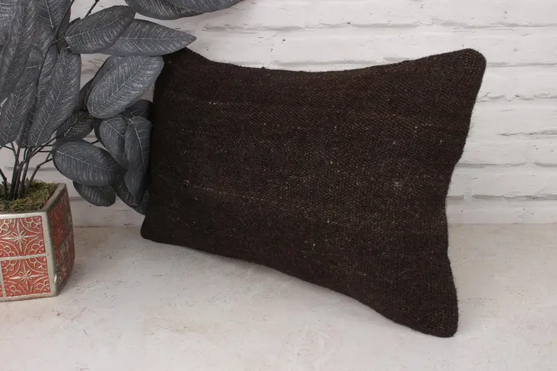 Antique Pillows, Gift Pillow, Bolster Cushion Case, Ottoman Cushion, 12x20 Brown Pillow Cover, Turkish Pillow, Pillow - 4