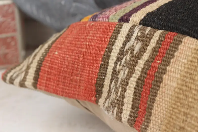 Handmade Kilim Cushion, 16x16 Black Cushion Cover, Rustic Pillow Cover, Pillow Sham, Ethnical Kilim Rug Pillow, Throw Kilim Pillow - 7