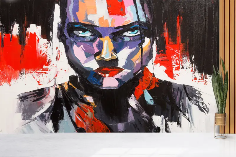 Zarif Soyut Portre Yağlıboya Duvar Kağıdı - Çağdaş Yüz Tasarımı