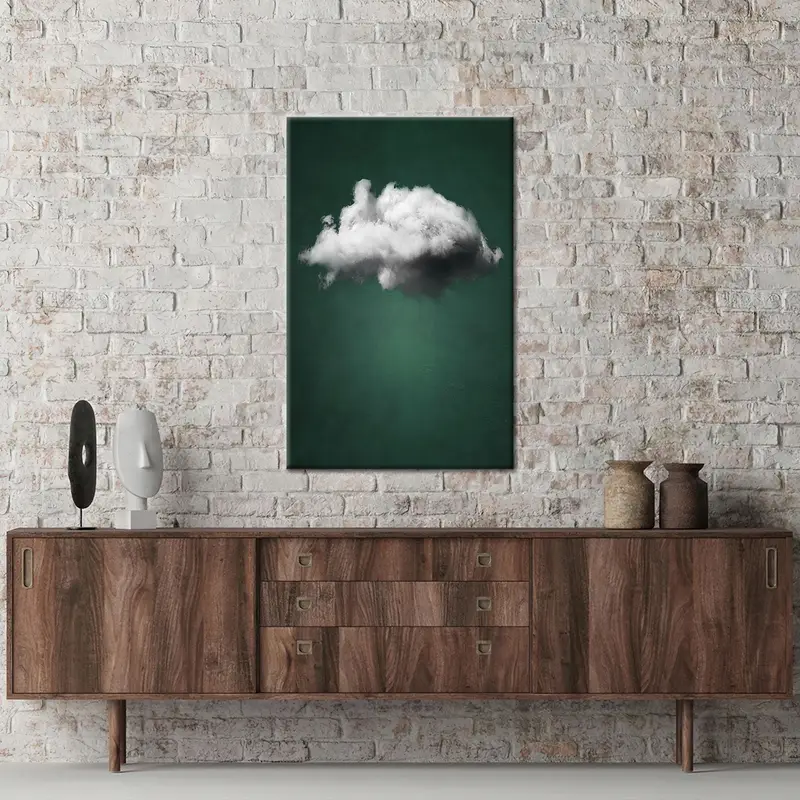 トレンディな抽象的なグリーン キャンバス: シュールなミニマル アート プリント