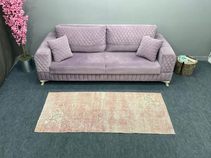 ピンクの抽象的なラグ、2.6x5.9フィートのシックな室内装飾