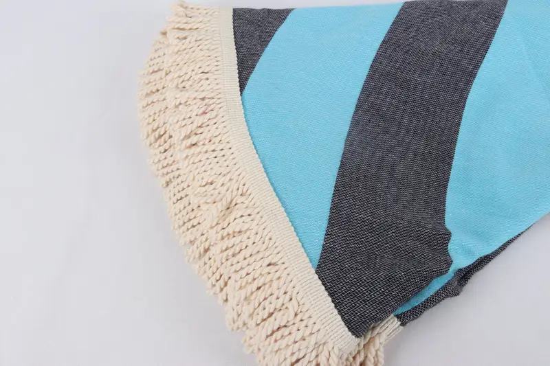 Beach Towel Bulk, Sand-resistant towel, Baby Boy Gift, Bridal Shower Favors, Custom Towel Beach, Peshtemal Towel, 64x64 Cotton Striped Round Towel - 5
