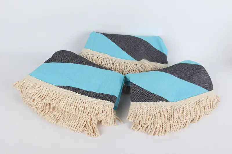 Beach Towel Bulk, Sand-resistant towel, Baby Boy Gift, Bridal Shower Favors, Custom Towel Beach, Peshtemal Towel, 64x64 Cotton Striped Round Towel - 3
