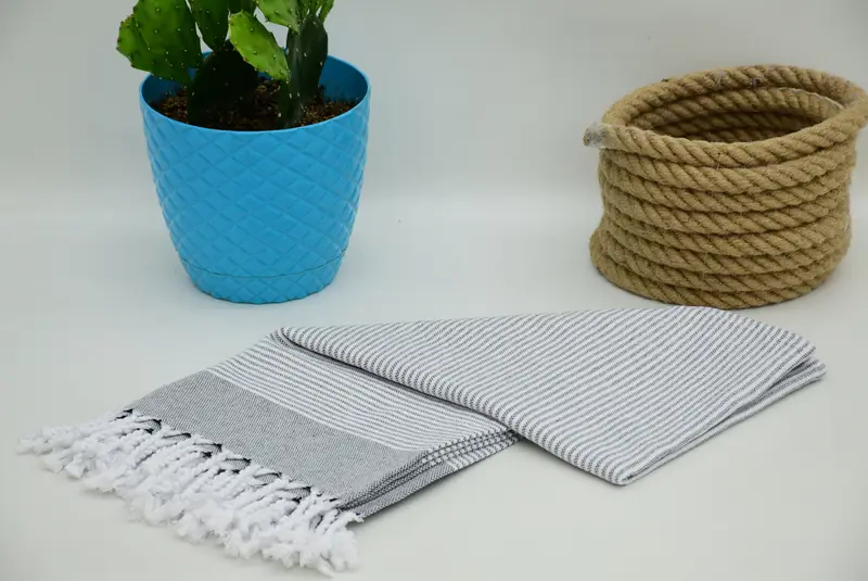 Sand-resistant towel, Bridesmaid Gifts, Fringed Turkish peshtemal beach towel USA, Absorbent towel, Peshtemal, Gym Towel, 70x36 Cotton Striped Towel - 7