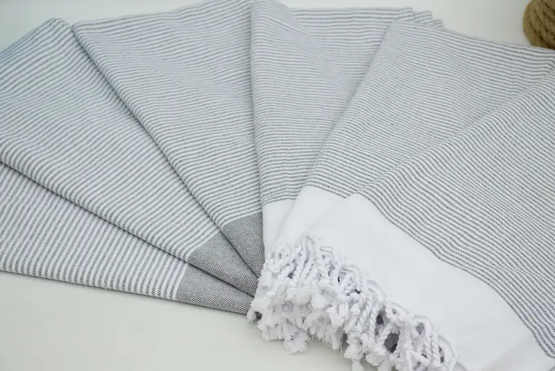 Sand-resistant towel, Bridesmaid Gifts, Fringed Turkish peshtemal beach towel USA, Absorbent towel, Peshtemal, Gym Towel, 70x36 Cotton Striped Towel - 4