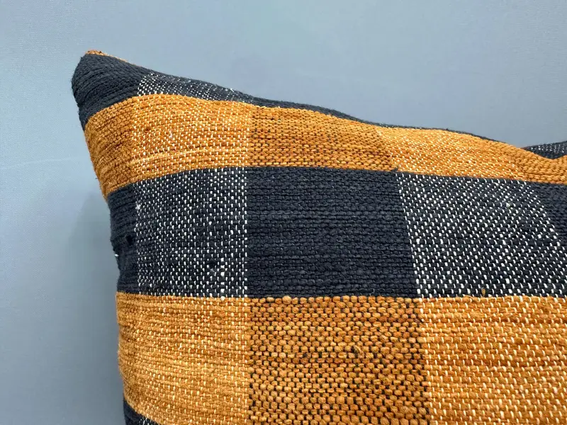 Boho Chic Pillow Sham, Throw Kilim Pillow, 18x18 Yellow Cushion, Kilim Pillow Cover, Cushion Case, Kilim Cushion Sham, Outdoor Pillow Sham - 5