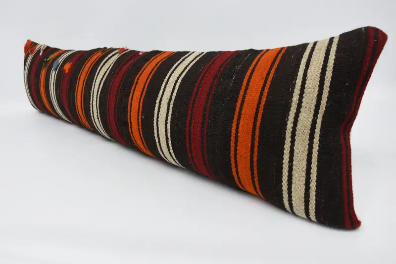 Pillow Sham, Turkish Corner Pillow Case, Vintage Kilim Throw Pillow, 12x48 Brown Cushion Cover, Boho Pillow, Bed Pillow, Pillow for Sofa - 4