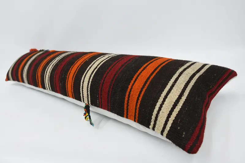 Pillow Sham, Turkish Corner Pillow Case, Vintage Kilim Throw Pillow, 12x48 Brown Cushion Cover, Boho Pillow, Bed Pillow, Pillow for Sofa - 5
