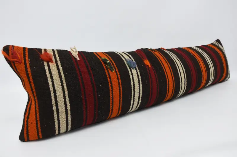 Pillow Sham, Turkish Corner Pillow Case, Vintage Kilim Throw Pillow, 12x48 Brown Cushion Cover, Boho Pillow, Bed Pillow, Pillow for Sofa - 3