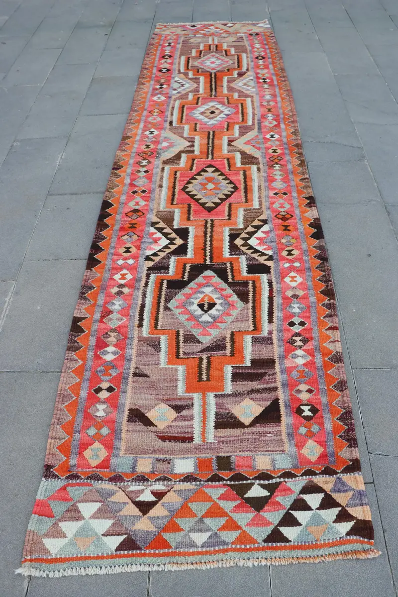 Pink, Orange Camouflage Rug, 3x11.8 ft Chic Decor