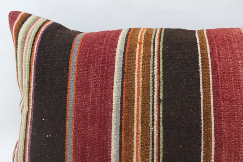 Ethnical Kilim Rug Pillow, Boho Chic Pillow Sham, Kilim Pillow Cover, Pillow Case, Luxury Cushion Case, Pillow for Couch, 16x48 Red Pillow Case - 3