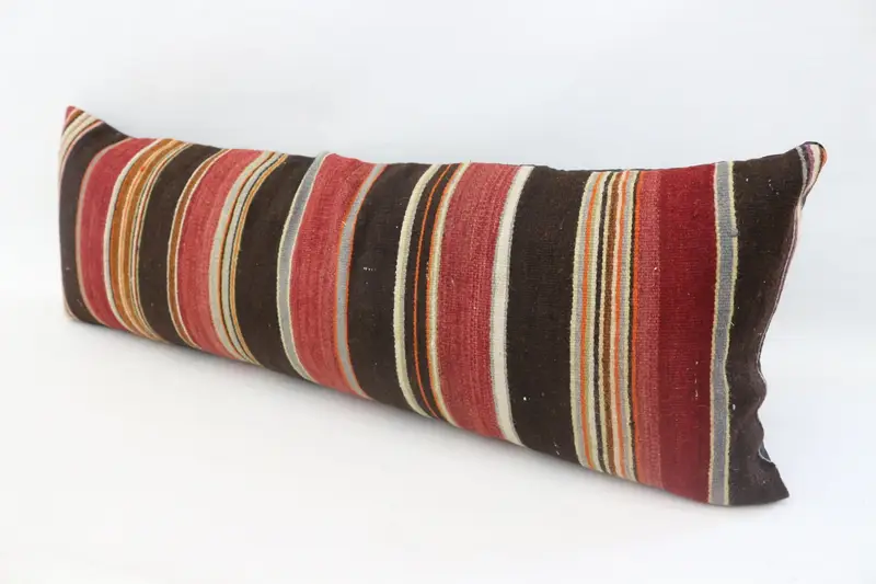 Ethnical Kilim Rug Pillow, Boho Chic Pillow Sham, Kilim Pillow Cover, Pillow Case, Luxury Cushion Case, Pillow for Couch, 16x48 Red Pillow Case - 6