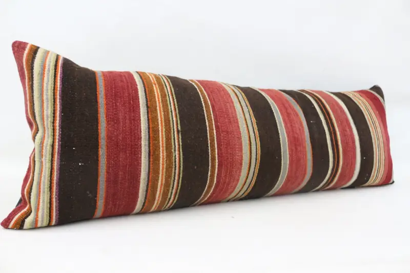 Ethnical Kilim Rug Pillow, Boho Chic Pillow Sham, Kilim Pillow Cover, Pillow Case, Luxury Cushion Case, Pillow for Couch, 16x48 Red Pillow Case - 5