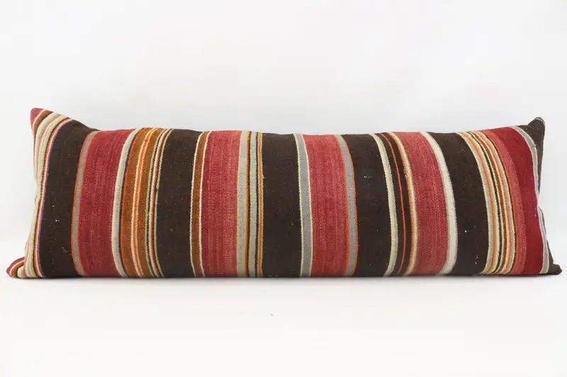 Ethnical Kilim Rug Pillow, Boho Chic Pillow Sham, Kilim Pillow Cover, Pillow Case, Luxury Cushion Case, Pillow for Couch, 16x48 Red Pillow Case - 4