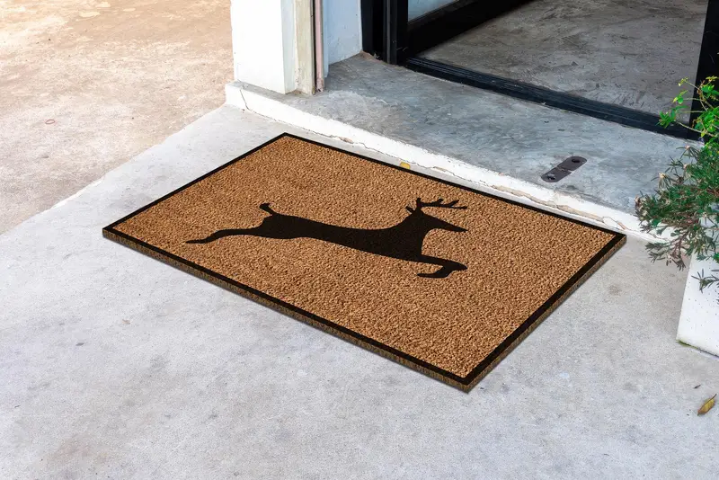 Felpudo de ciervo de moda: alfombra estampada, regalo para amantes de los animales, diseño elegante