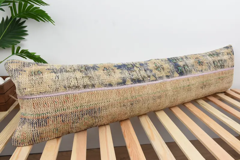 Gift Pillow, Vintage Kilim Pillow, 12x48 Blue Pillow, Living Room Throw Cushion Case, Interior Designer Pillow, Cushion Case - 4
