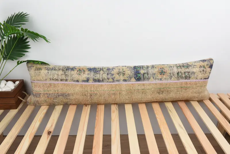 Gift Pillow, Vintage Kilim Pillow, 12x48 Blue Pillow, Living Room Throw Cushion Case, Interior Designer Pillow, Cushion Case - 1