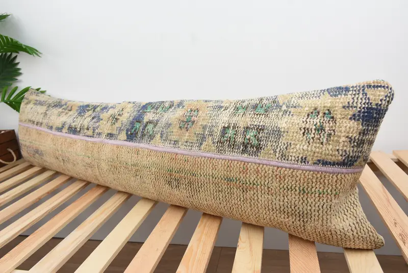Gift Pillow, Vintage Kilim Pillow, 12x48 Blue Pillow, Living Room Throw Cushion Case, Interior Designer Pillow, Cushion Case - 5