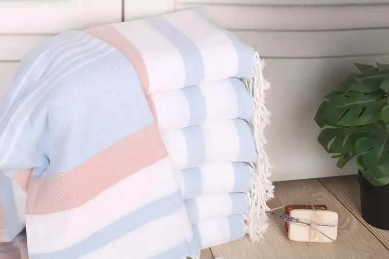 Monogrammed Beach Towel Baby Blue-Brick Cotton, 70x40 Inches