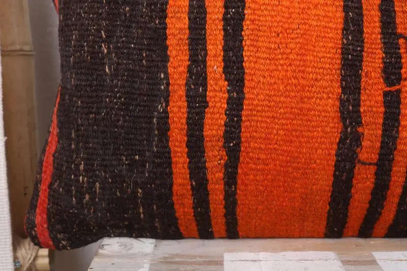 Kilim Pillow Cover, 12x36 Orange Cushion Cover, Yoga Cushion Cover, Pillow Cover, Throw Kilim Pillow, Pillow for Sofa - 3