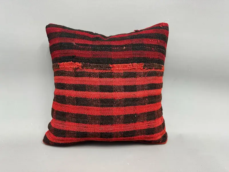 Outdoor Patio Cushion Case, Pillow for Sofa, Outdoor Pillow Case, Boho Pillow, 18x18 Red Pillow Sham, Kilim Cushion Sham, Cushion Case - 4