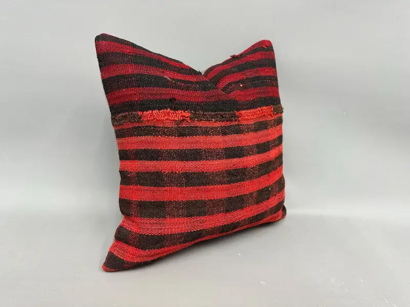 Outdoor Patio Cushion Case, Pillow for Sofa, Outdoor Pillow Case, Boho Pillow, 18x18 Red Pillow Sham, Kilim Cushion Sham, Cushion Case - 2