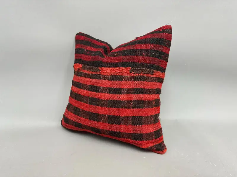 Outdoor Patio Cushion Case, Pillow for Sofa, Outdoor Pillow Case, Boho Pillow, 18x18 Red Pillow Sham, Kilim Cushion Sham, Cushion Case - 3