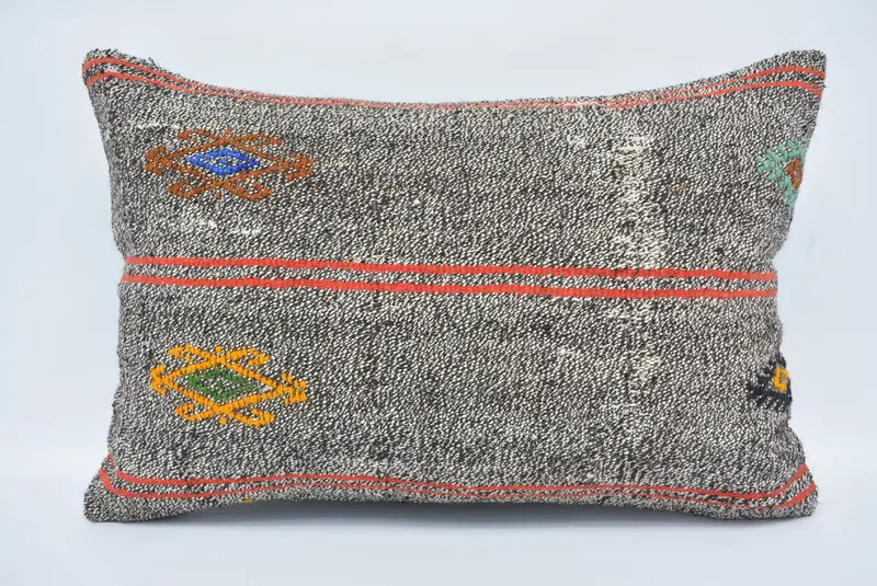 Boho Throw Pillow Cover, 16x24 Brown Pillow, Rustic Cushion, Ethnical Kilim Rug Pillow, Boho Pillow, Cushion Cover, Pillow for Couch - 1