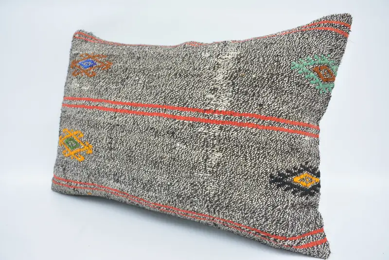 Boho Throw Pillow Cover, 16x24 Brown Pillow, Rustic Cushion, Ethnical Kilim Rug Pillow, Boho Pillow, Cushion Cover, Pillow for Couch - 4