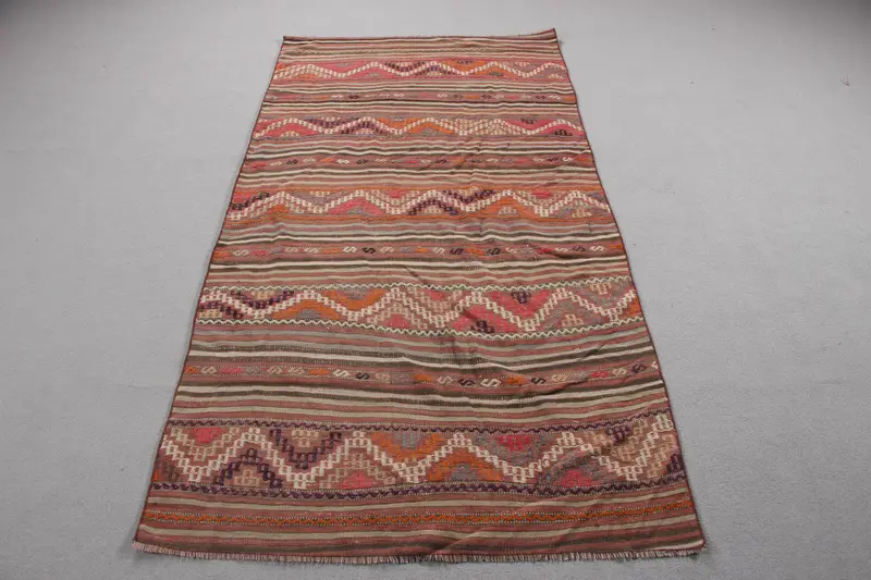 Yeşil Desenli Mor Halı, 3,6x7,1 ft Zarif Dekor