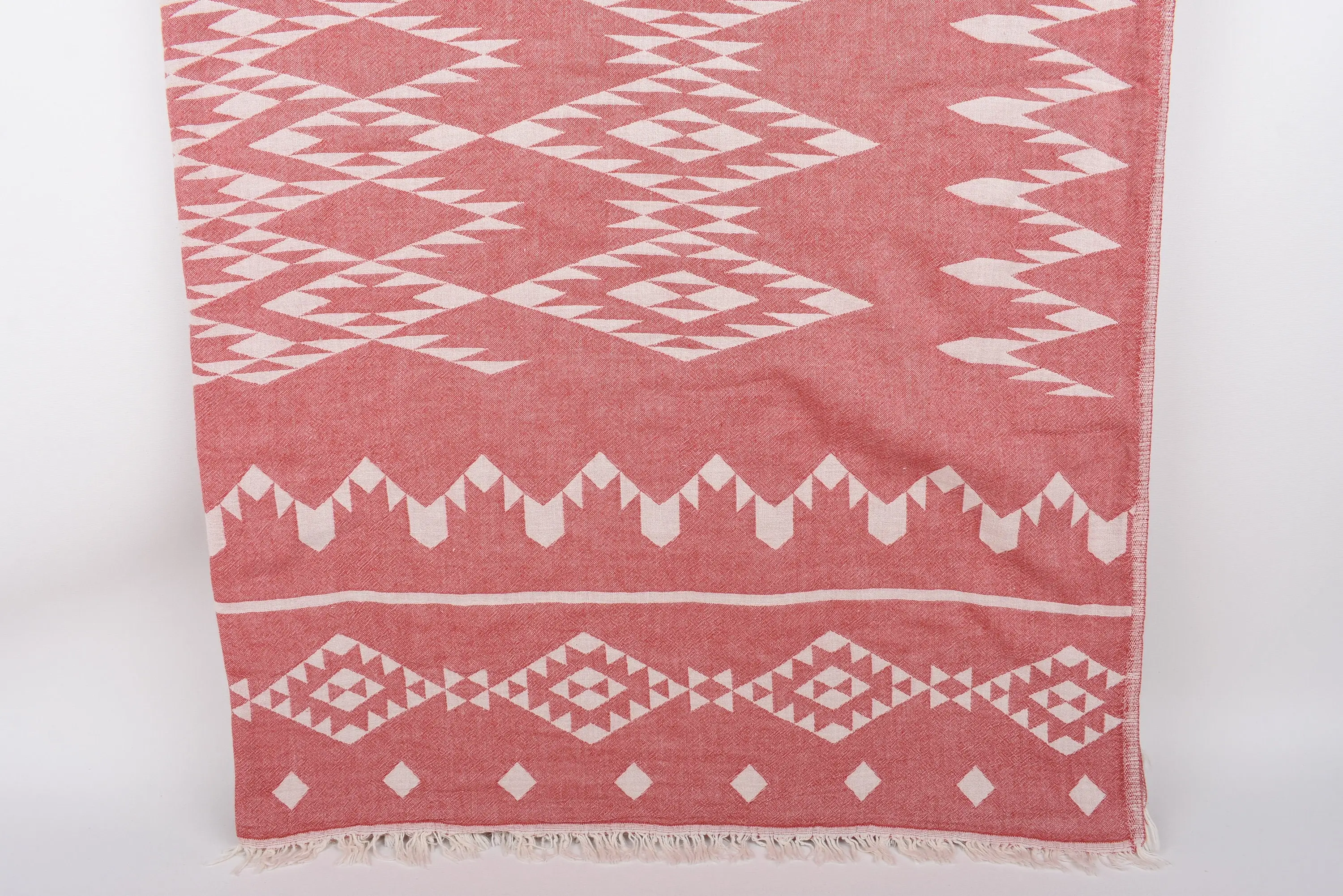 Christmas Gift Blanket, 70x60 Inches Red Geometric Throw, Organic Cotton - 1