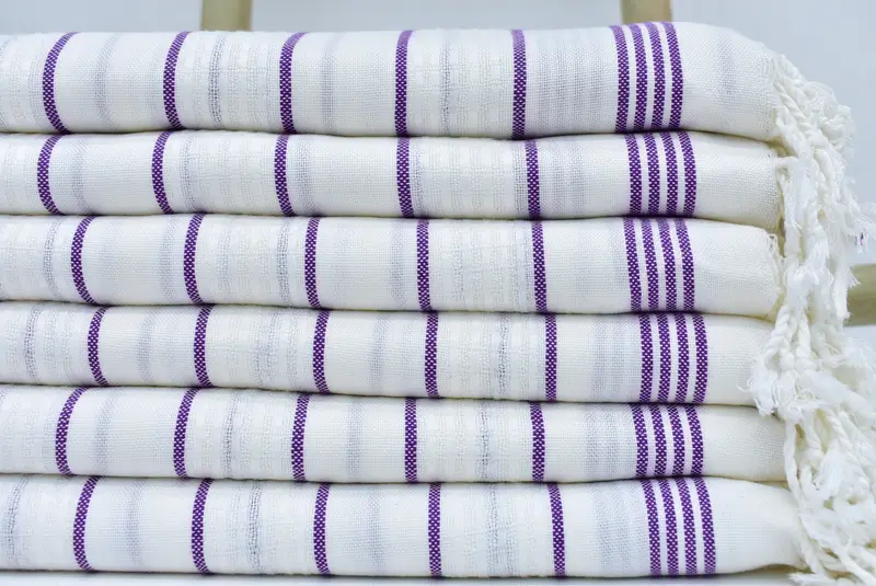 Personalized Purple Striped Turkish Bath Towel, 70x40 Inches